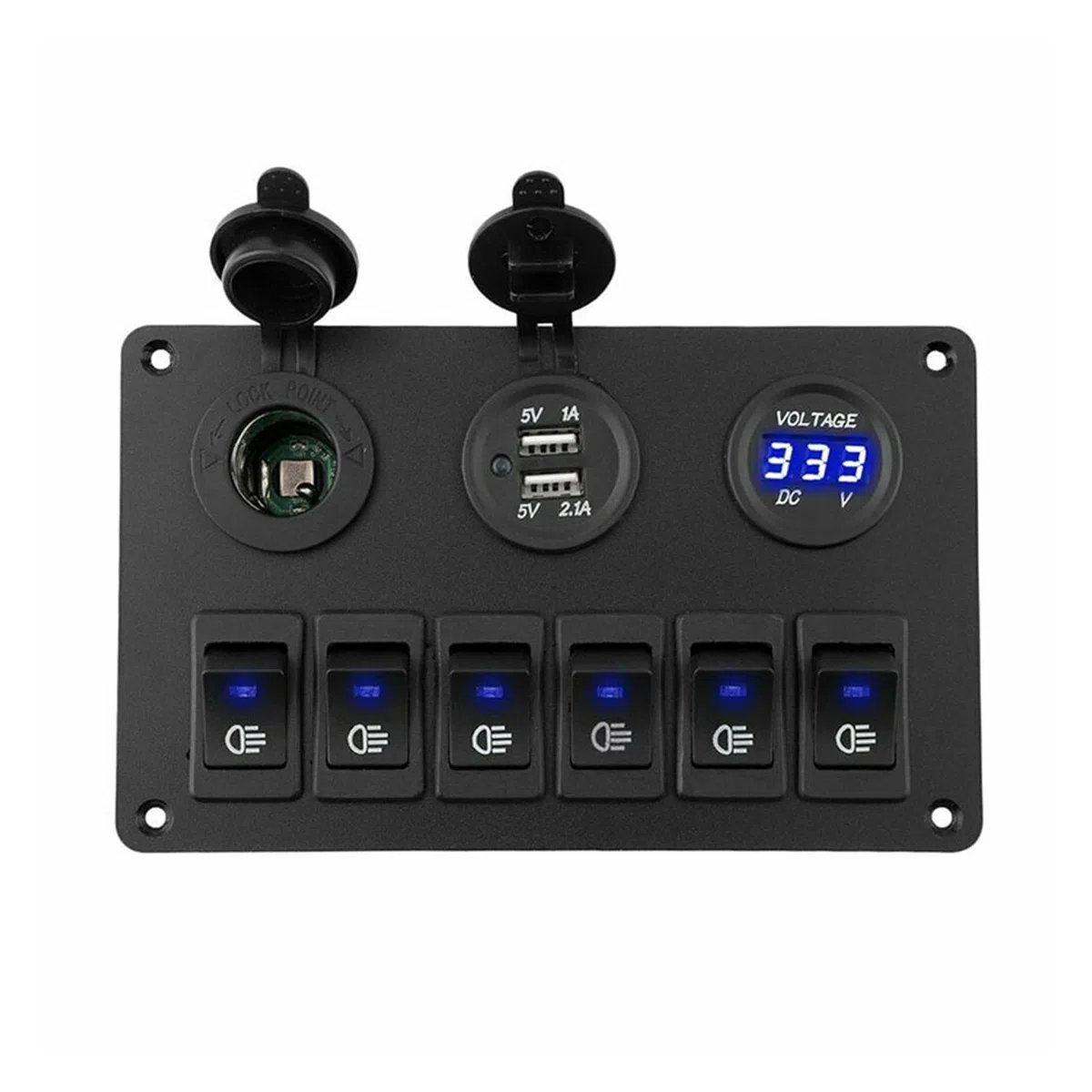NISZA Panel de Interruptor LED for Coche de 6 dígitos, disyuntor de 12V y 24V, protección contra sobrecarga, Conjunto de Panel de Control de Interruptor basculante for Barco, 1 Uds.