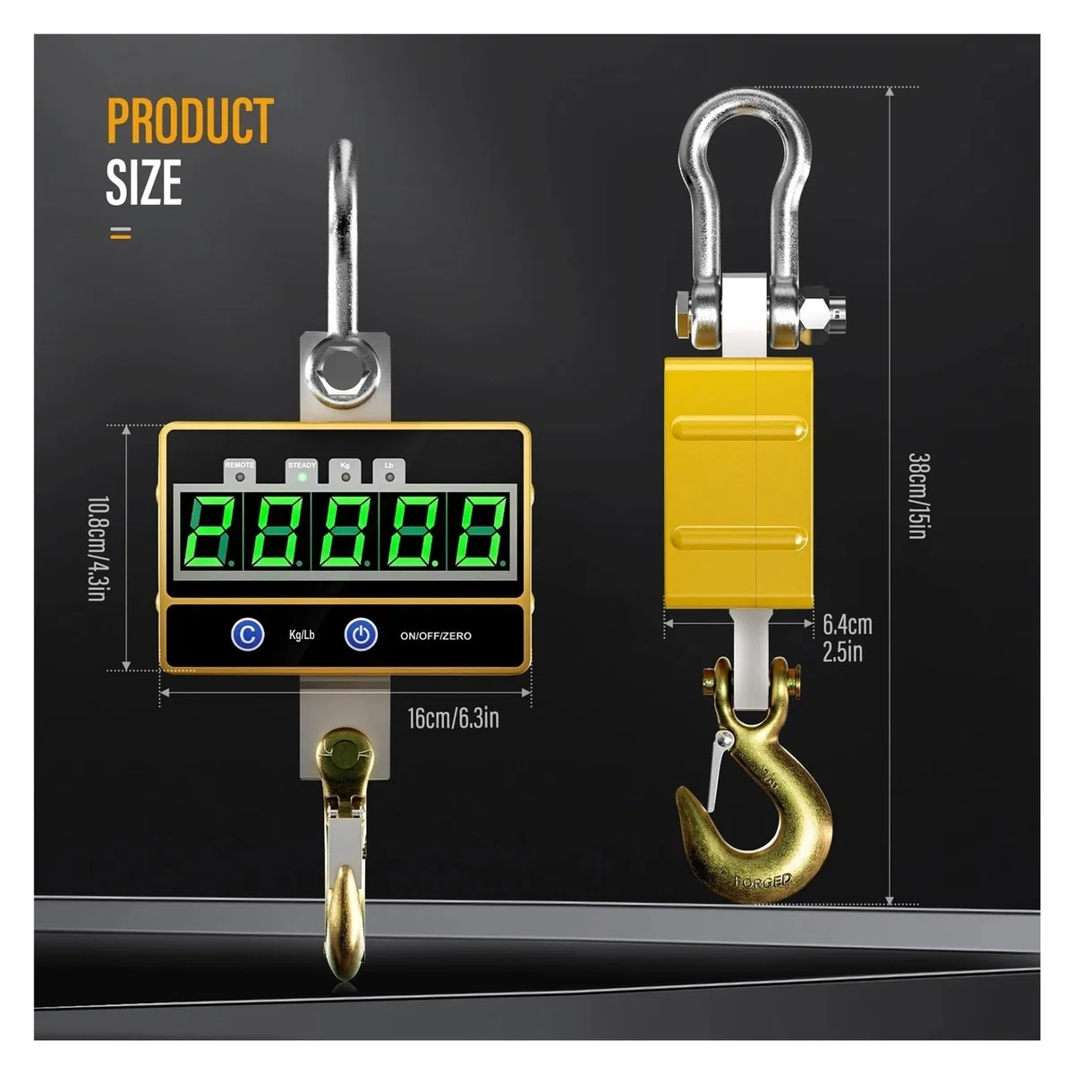 Báscula de grúa digital industrial 2000 kg/4000 lb alta precisión recargable con control remoto, Versátil