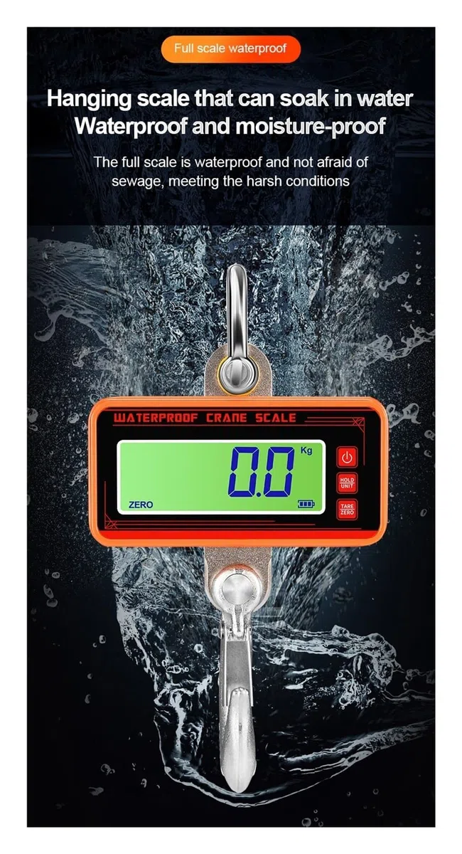 Báscula colgante, Báscula colgante digital de 1500 kg/1000 kg/500 kg con control remoto de 65 pies Báscula de grúa de servicio pesado Básculas de gancho industriales LED a prueba de agua(1500KG Blue)