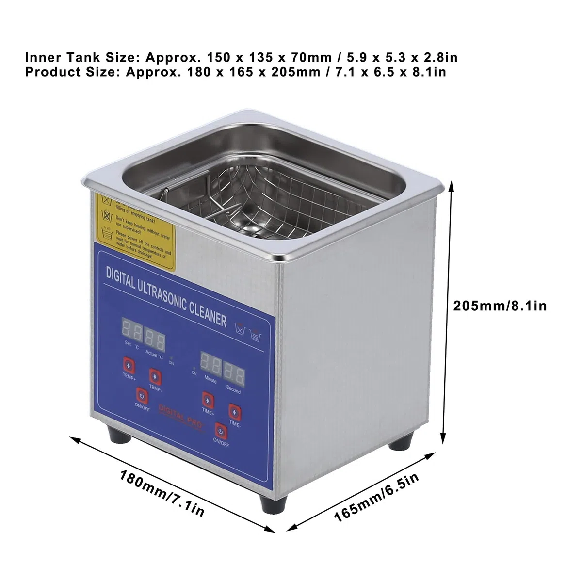 Limpiador Ultrasónico, MH-009S 1.3L 40kHz con Temporizador de Calentamiento